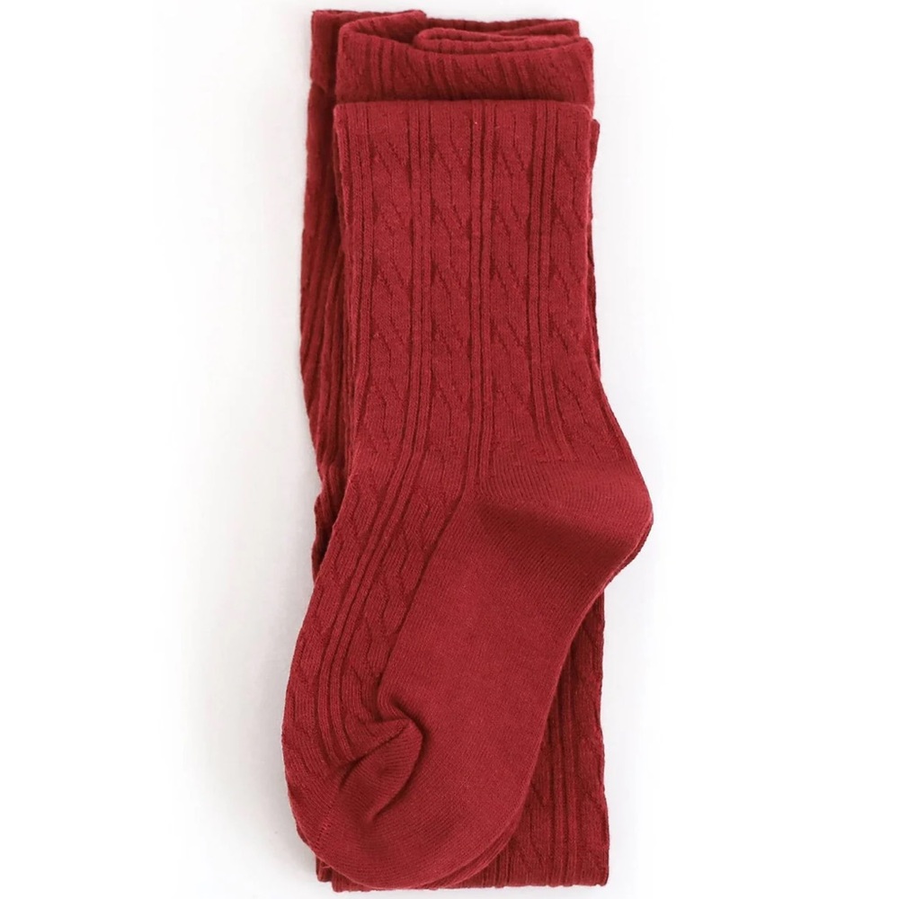 Little Stocking Co. Redwood Red Infant Cable Knit Tights Cotton Blend 0-6 Months